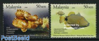 Fish 2v, joint issue Brunei